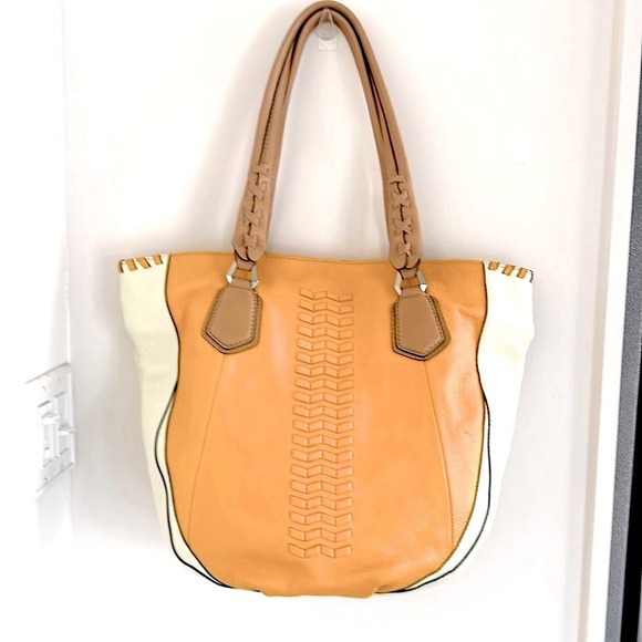 orYANY Handbags - Oryany Lyssie Soft Pebbled Leather Color-Block Tote Shoulder Bag